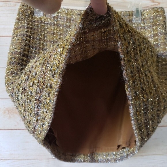 J.CREW Collection Wool Blend Woven Mini Skirt Brown Gold Metallic Women's Size 6 - Picture 3 of 8